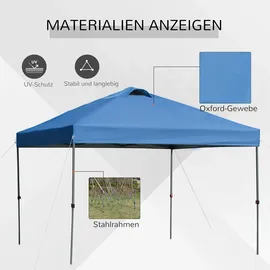 Outsunny Pavillon ca. 3x3m, wasserdicht Stabil Winterfest Pop-up Faltpavillon, UV Schutz, Faltbar Partyzelt, Gartenzelt mit Tasche, Gartenpavillon