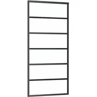 VidaXL ESG-Glas Schiebetür links 90 x 205 cm schwarz