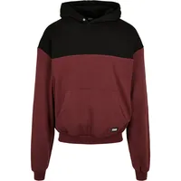 URBAN CLASSICS Upper Block Kapuzenpullover Bordeaux / Black S