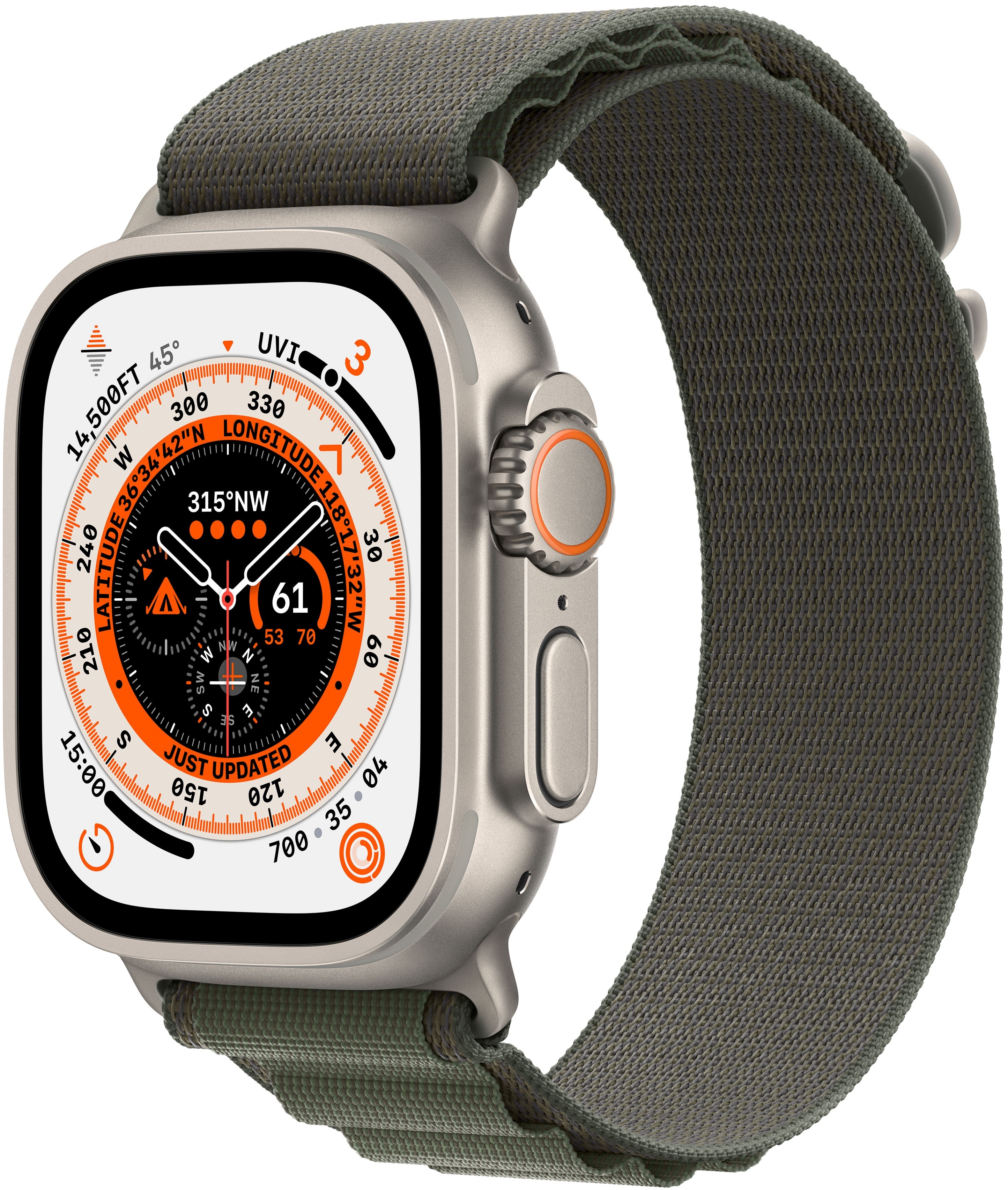 Apple Watch Ultra Alpine Loop (49 mm, Titan, 4G, S), Sportuhr + Smartwatch