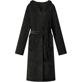 vidaXL Bademantel Hoodie Schwarz S Flanell