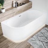 RIHO Desire Corner Eck-Badewanne, Version rechts, seidenmatt weiß, 184x84x60cm, 230 Liter, B087, Ausführung: Riho Fall, Sparkle Mood+LED-Beleuchtung