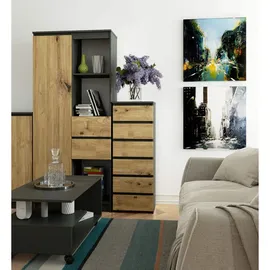 akord furniture factory Akord Kommode 40 x 109 x 35 cm Graphitgrau / Eiche Artisan