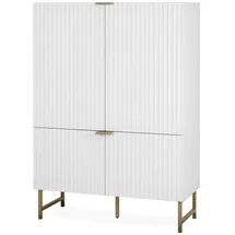 furn.design Highboard Weiß, Gold 100 x 142 cm 4-türig 3D Struktur Soft-Close Hawick