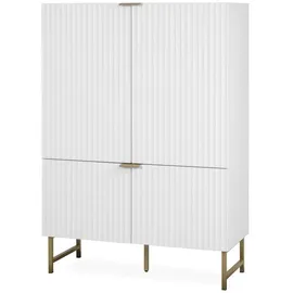 furn.design Highboard Weiß, Gold 100 x 142 cm 4-türig 3D Struktur Soft-Close Hawick