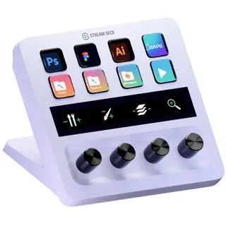 Elgato Stream Deck + White, Audiomixer, Live-Produktion und Studio-Controller für Content Creators, Streaming, Gaming, mit anpassbarer Touch-Leiste, Drehreglern und LCD-Tasten, für Mac und PC