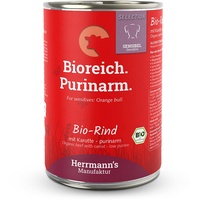 HERRMANN'S - Selection Sensibel Bio Rind mit Karotten - purinarm - 12 x 400g - Nassfutter - Hundefutter