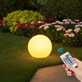casativo-lighting LED Leuchtkugel Ø 30 cm Solar mit Fernbedienung 60 lm IP67 RGBW