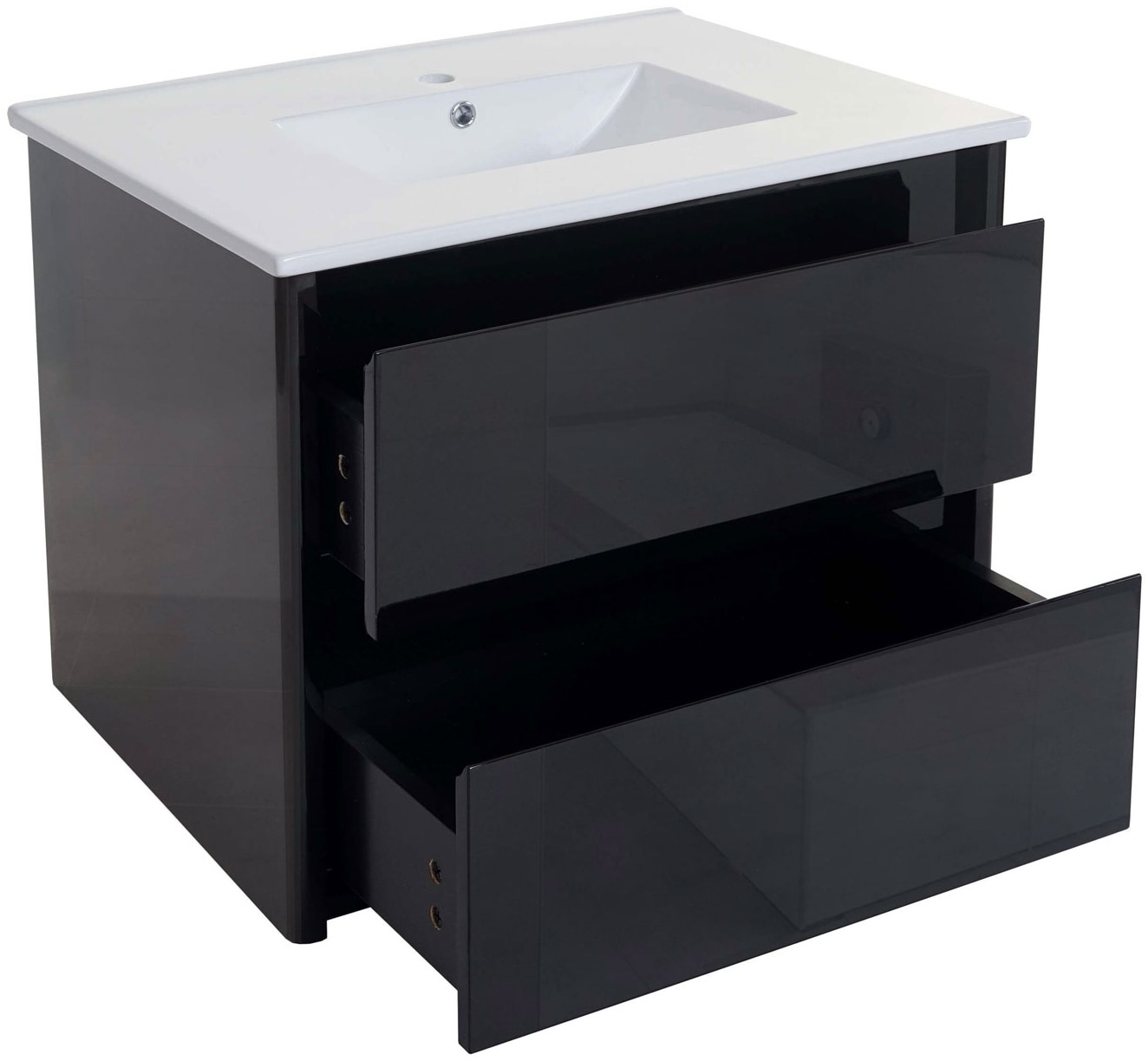 Waschbecken + Unterschrank MCW-B19, Waschbecken Waschtisch Badezimmer, hochglanz 50x80cm ~ schwarz