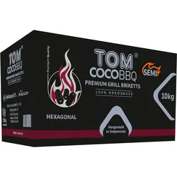 TOM COCOBBQ Hexagonal SEMI Grillkohle Holzkohle Grillbriketts aus Kokosnussschalen