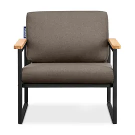 Konsimo Konsimo® Gartensessel, Schwarz, Beige, Metall, Textil, Holz, 70x65x60 cm, Hergestellt in Europa, Loungemöbel, Lounge-Sessel