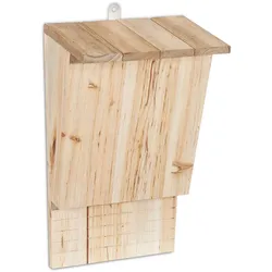 Relaxdays Fledermauskasten, großer Unterschlupf für Fledermäuse, aus unbehandeltem Holz, HxBxT: 34 x 22,5 x 13 cm, natur