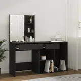 vidaXL Led-schminktisch mit Schrank Schwarz Holzwerkstoff