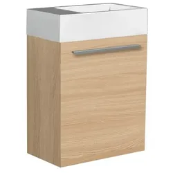 Naturel Badezimmerschrank mit Waschbecken Verona 46x50x26 cm helles Holz Matt VERONA46SD