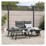 furnicato Gartenbänke mit Kissen 2 Stk. Schwarz Pulverbeschichteter Stahl