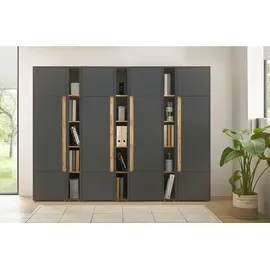 furn.design Aktenschrank Set Center in grau Eiche Wotan Holzwerkstoff, Nachbildung,Eiche, Uni, Holz Optik, Rechteckig, 260x200x40 cm