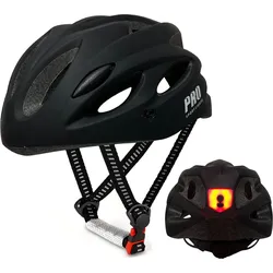 Fahrradhelm Damen/Herren Matt Schwarz All-round mit Rücklicht SCHWARZ L