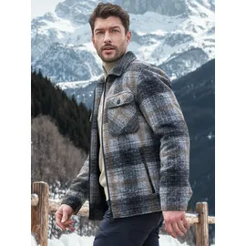 Lerros Karierte Outdoor-Hemdjacke in Woll-Optik platinum grau M