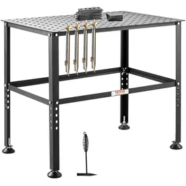 Vevor Schweißtisch 914,4x609,4x784,8mm, Montagetisch mit einer Tragkraft von 362kg, Werkbank mit 16mm Befestigungslöchern & rutschfesten Fußpolstern für Schweißmontage- & Reparaturarbeiten