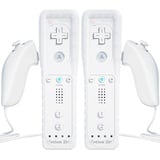 TechKen drahtlose Fernbedienung und Nunchuck,Spiel-Joysticks mit integriertem Motion Plus-Controller für Wii & Wii U 2 Weiß