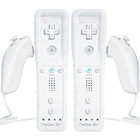TechKen drahtlose Fernbedienung und Nunchuck,Spiel-Joysticks mit integriertem Motion Plus-Controller für Wii & Wii U 2 Weiß