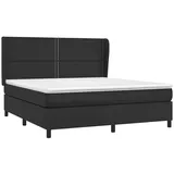 vidaXL Boxspringbett mit Matratze Schwarz 160x200 cm Kunstleder