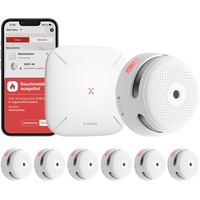 X-Sense Smart Rauchmelder XS01-M mit SBS50 Basisstation, TÜV Rheinland-Zertifiziert, Funkrauchmelder mit WLAN, vernetzbarer Feuermelder, kompatibel mit der X-Sense Home Security App, FS61, 6 Stück