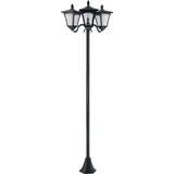 Outsunny Solar Gartenlaterne Mit 3 Flammig Laterne Mast Aus Edelstahl Solarlaterne Mit Led 120 Lumen 51,5x47x182,5cm Wegeleuchte Ip44 Für Garten Balkon Schwarz