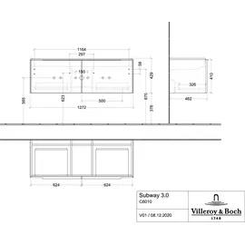 Villeroy & Boch V&B Waschtischunterschrank Subway 3.0 127,2x42,9x47,8cm, o LE/Gr vo b, wh. Oa