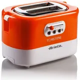 Ariete 159 Toasttime, Weißer Toaster, 2 Scheiben Kapazität, 9 Bräunungsstufen, 700 W, 3 Funktionen, Orange