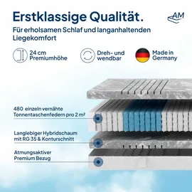 AM Qualitätsmatratzen 3D Deluxe 140 x 200 cm H4