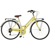 Airbici 603AC Damenfahrrad Citybike 28 Zoll | Fahrrad Damen Retro Cityräder City Bike 6-Gang, Stahlrahmen, Schutzbleche, LED-Licht und Gepäckträger | Fahrrad für Mädchen und Damen (Gelb)