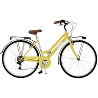 Airbici 603AC Damenfahrrad Citybike 28 Zoll | Fahrrad Damen Retro Cityräder City Bike 6-Gang, Stahlrahmen, Schutzbleche, LED-Licht und Gepäckträger | Fahrrad für Mädchen und Damen (Gelb)