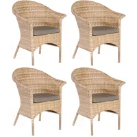 Sonnenpartner 4er-Set Garten-Sessel Cayman Aluminium mit Polyrattan natura-antik