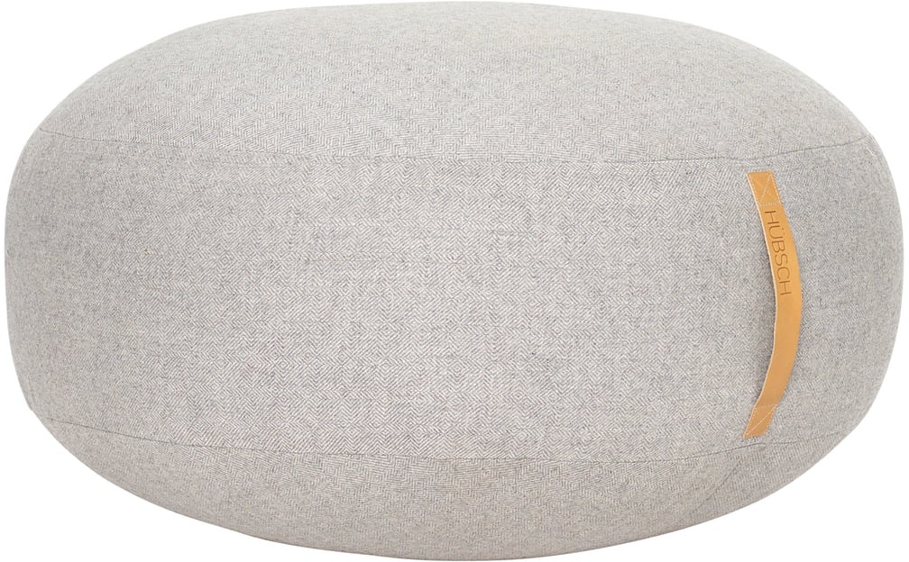 Hübsch Interior - Pouf mit Ledergriff, Ø 70 x H 35 cm, grau