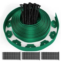 Gartenzaun Kunststoff 10M mit 50 Erdnägeln, EUBSWA Flexible Rasenkante Gartenidee für Pflastersteine, Höhe 5cm Dicke 4mm, Grün