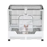Yaheetech Kleintierkäfig abnehmbar Meerschweinchenkäfig mit offenem Dach, Sicherheitsschlösser, Kleintierstall mit Leiter, Schubladen, & Schlösser, 75,5x50,5x113,5 cm - Weiß, Grau,
