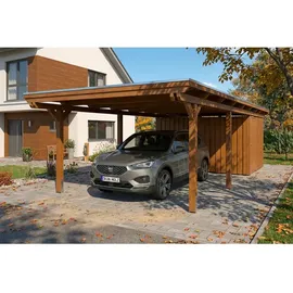 SKANHOLZ Emsland Flachdach Carport 4,02 x 8,46 m nussbaum inkl. Abstellraum