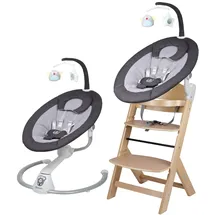 BabyGO Homey Set Babywippe inkl Family Kinderhochstuhl schwarz natur