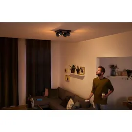 Philips Hue White Ambiance Buckram Viererspot schwarz