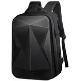 XINYASEE Hartschalen-PVC-Laptop-Rucksack, wasserdichter Business-Rucksack, Reise-Rucksack mit großer Kapazität für Geschäftsreisen (schwarz)