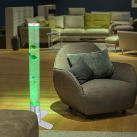 GLOBO Wassersäule Farbwechsel Sprudelsäule Wohnzimmer, Dekoration Säle, LED RGB inkl. 3 Fische und 2 Kugeln LxBxH 24,6x24,6x61,1cm