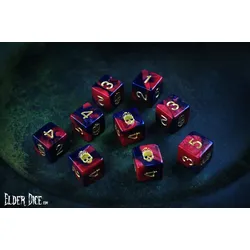 Elder Dice - Mark of the Necronomicon 9xW6 (Red and Inky Black im Reagenzglas)