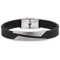 Bruno Banani Lederarmband grau Edelstahl 20,5