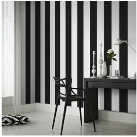 Superfresco Easy Vliestapete Streifen, Streifen, (1 St), Weiss/Schwarz - 10mx52cm schwarz|weiß