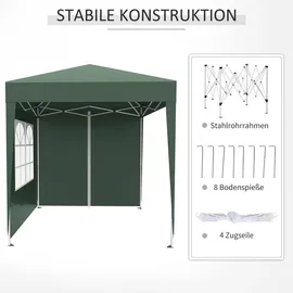 Outsunny Pavillon 2x2m Faltpavillon 4 Seitenwände mit Fenster Tragetasche Stahl