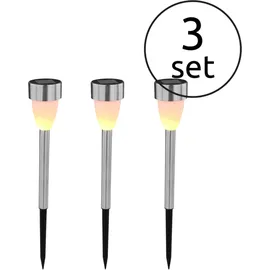 GLOBO Solarleuchte Edelstahl 3er Set spritzwassergeschützt gelb