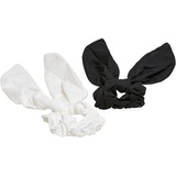 URBAN CLASSICS Unisex Scrunchies with XXL Bow 2-Pack Stirnband, Black/White, one Size
