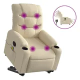 vidaXL Elektrischer Massagesessel mit Aufstehhilfe Creme Stoff