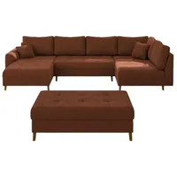 S-STYLE Wohnlandschaft mit Hocker  Maya , rot , Maße (cm): B: 310 H: 81